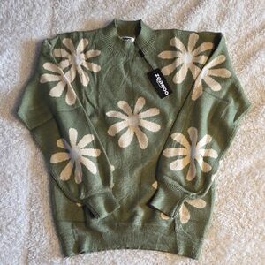 Zeagoo Olive Floral Women's Sweater